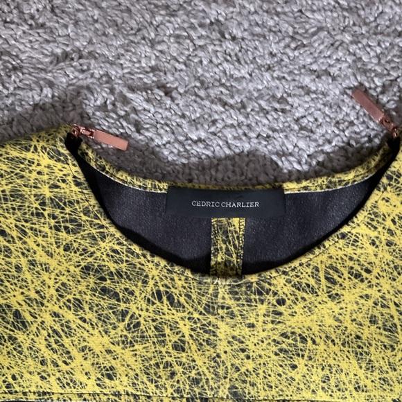 Cedric Charlier black/yellow splash rayon W sz8 top - Picture 3 of 11